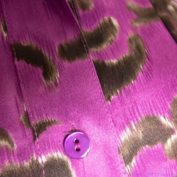 Linda Allard Ellen‎ tracy silk floral print purple shirt, size Petite 2 - Picture 11 of 16